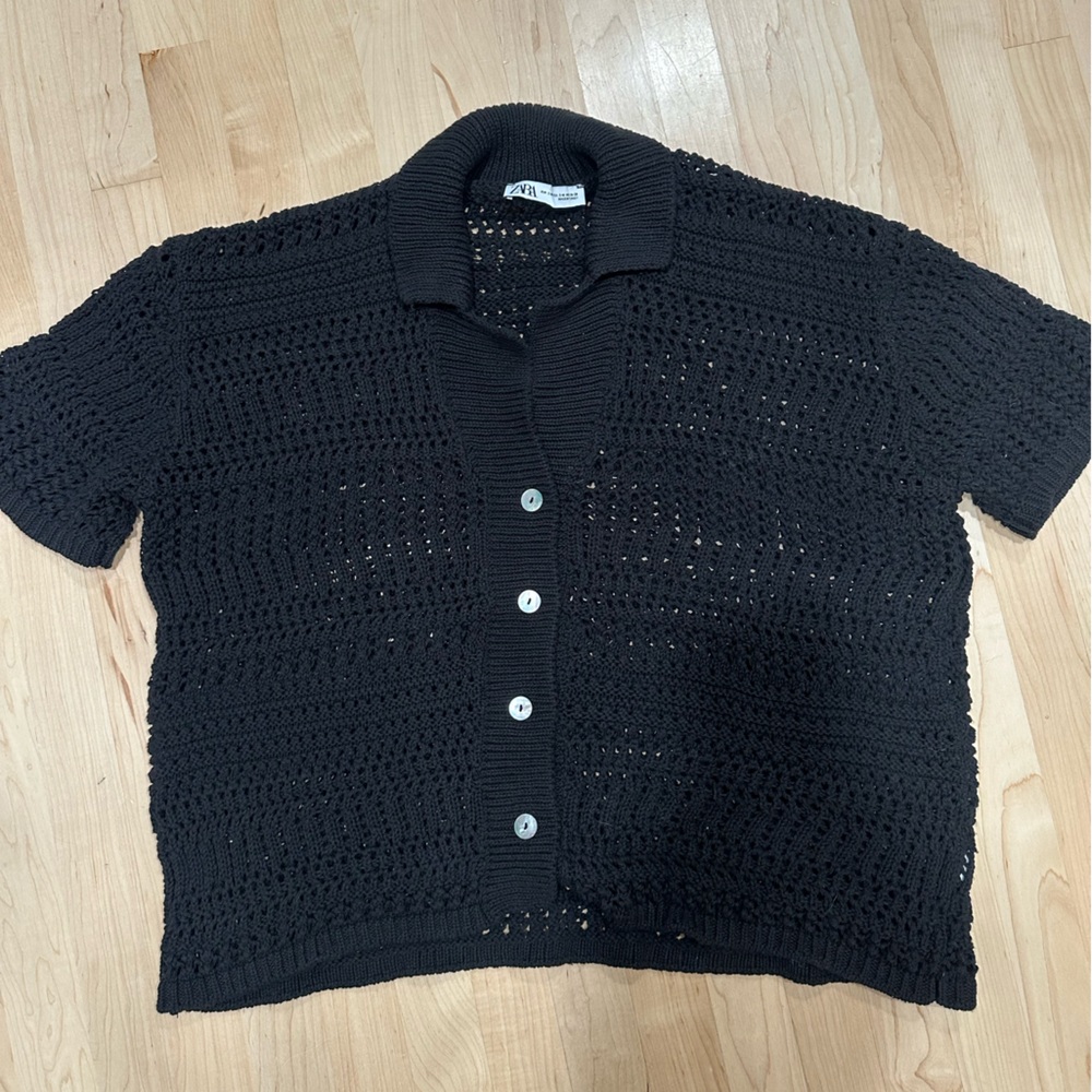 Zara Black Open-Knit Sweater